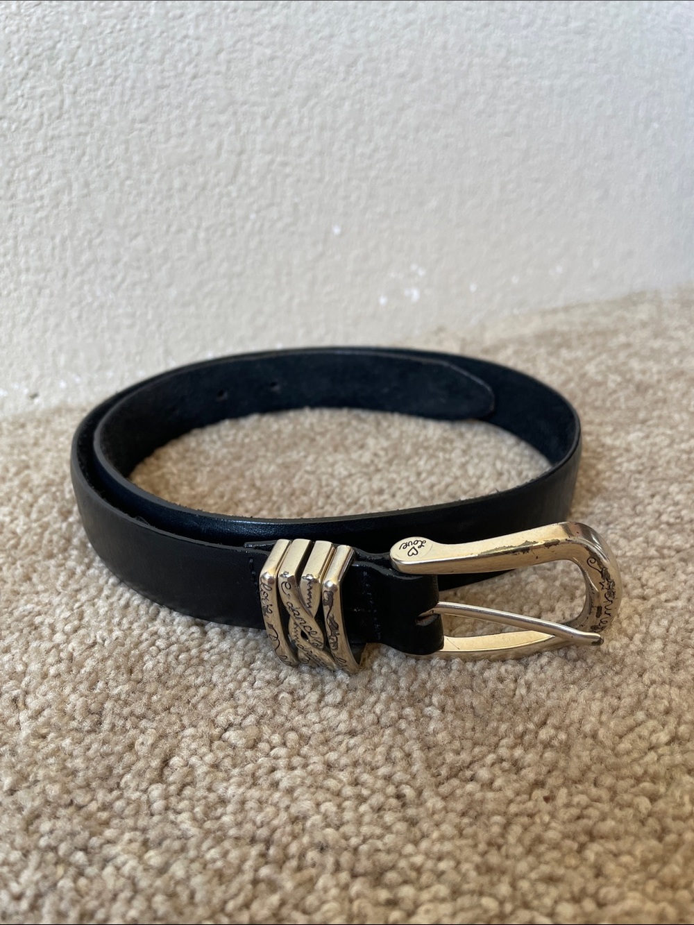 Brighton Black Leather Belt with Silver Tone Decorative Buckle Women’s M/30 USA